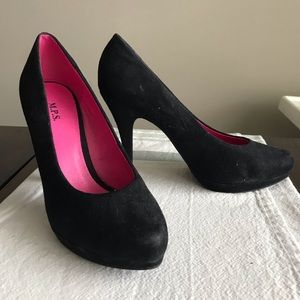 M.P.S. Black Suede Heels